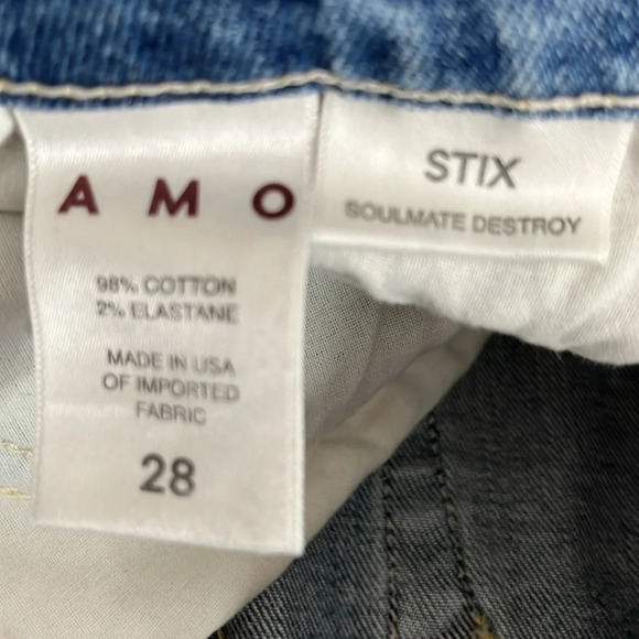 AMO Stix Skinny Distressed Jeans in Soulmate Destroy - Size 28 - Picture 8 of 10